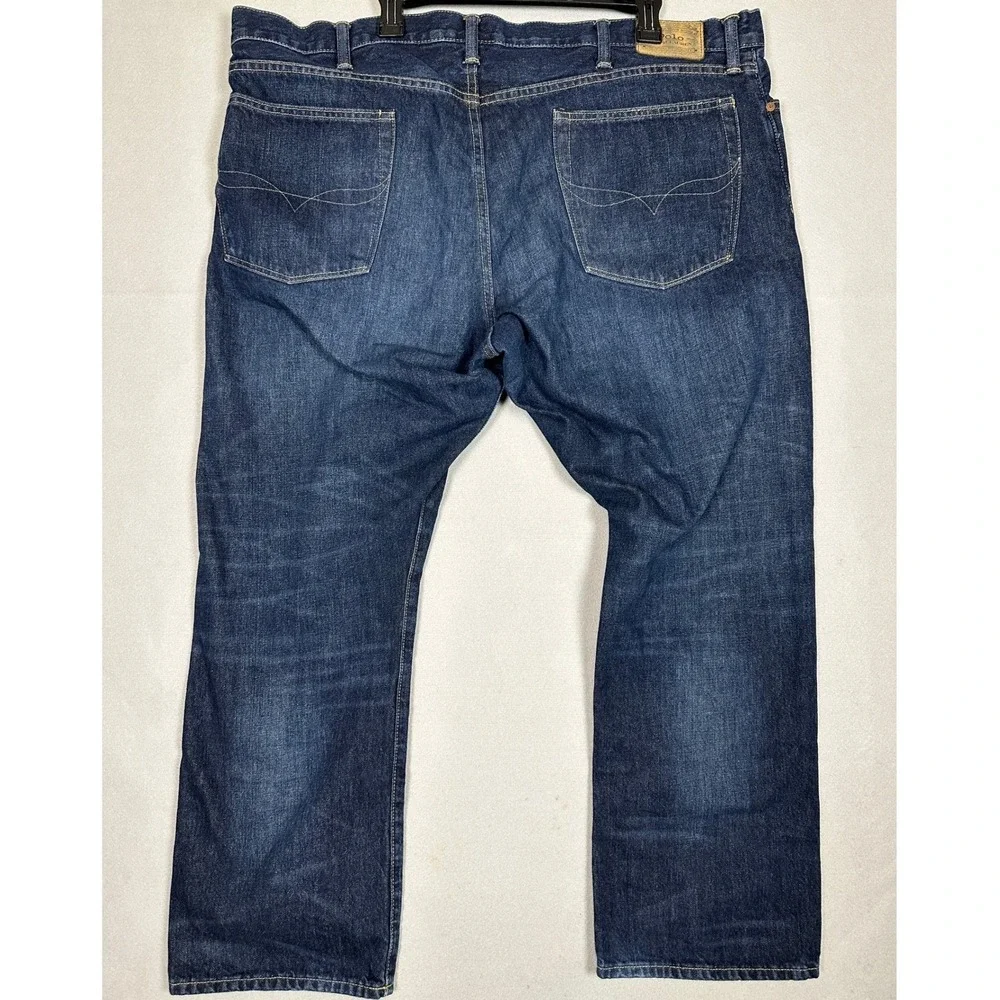 Polo Ralph Lauren Hampton Jeans Men 42X30 Blue Relaxed Straight Distressed Denim